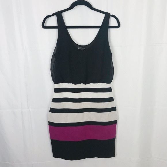 Express Striped Bandage Tank Dress - Picture 2 of 5